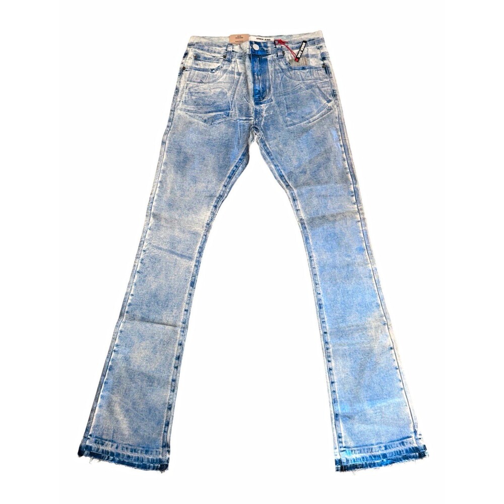 Armor Jeans Men's Blue Acid Wash Bootcut Slim Fit Denim Jeans 5Pocket Size 32x36